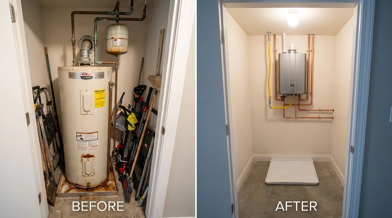 Tank water heater versus wall-mounted tankless unit comparison for Dumas, TX homeowners